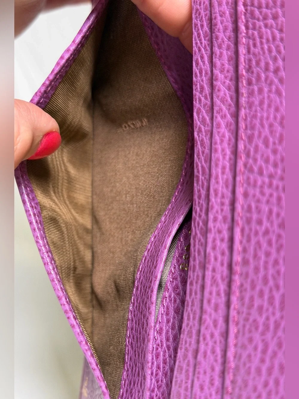 Fendi purple pebbled leather wallet - Picture 10 of 16